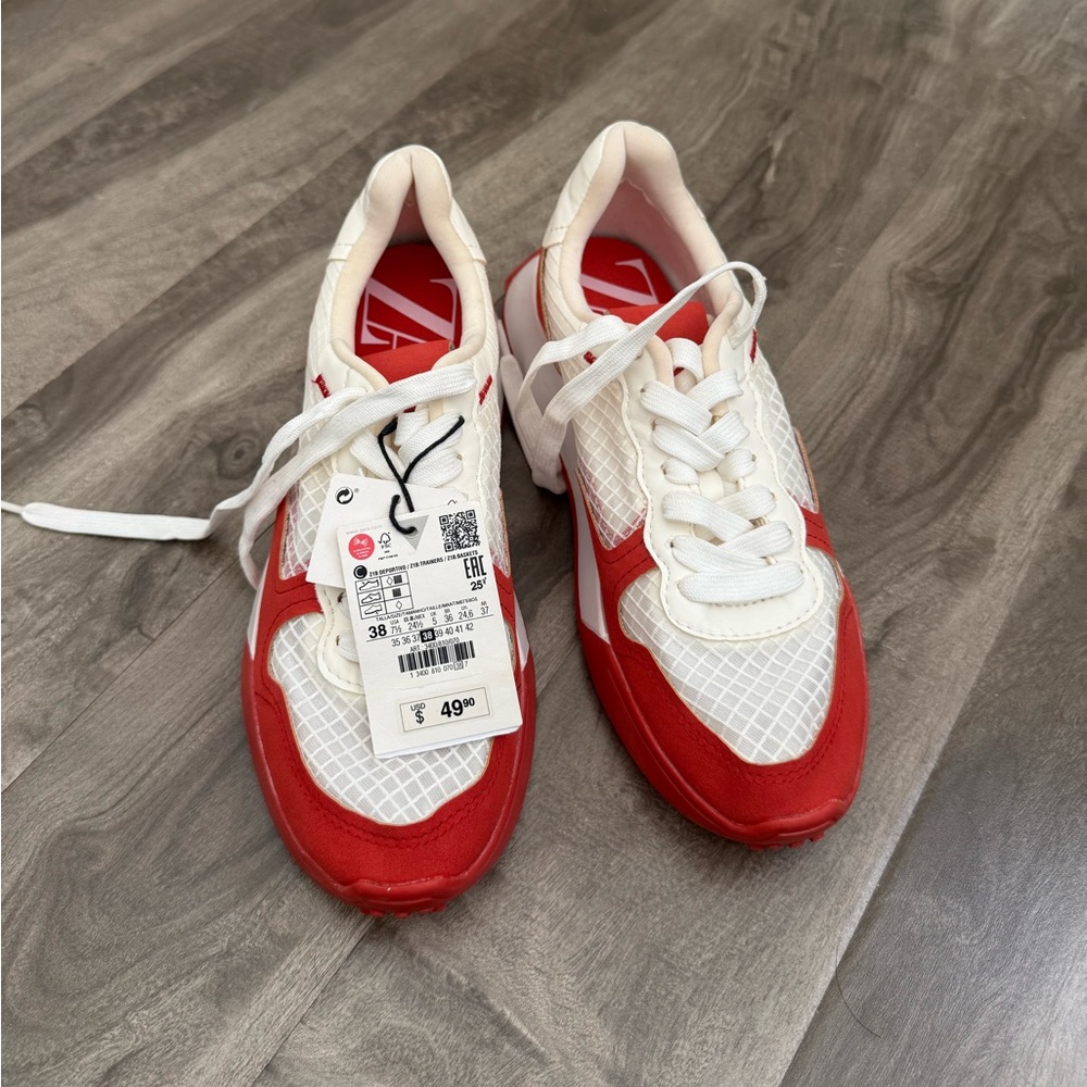 NEW White and Red Athletic Sneakers by Zara